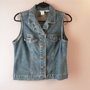 St. John's Bay Jean, Vintage Denim Vest | Floral Back | M